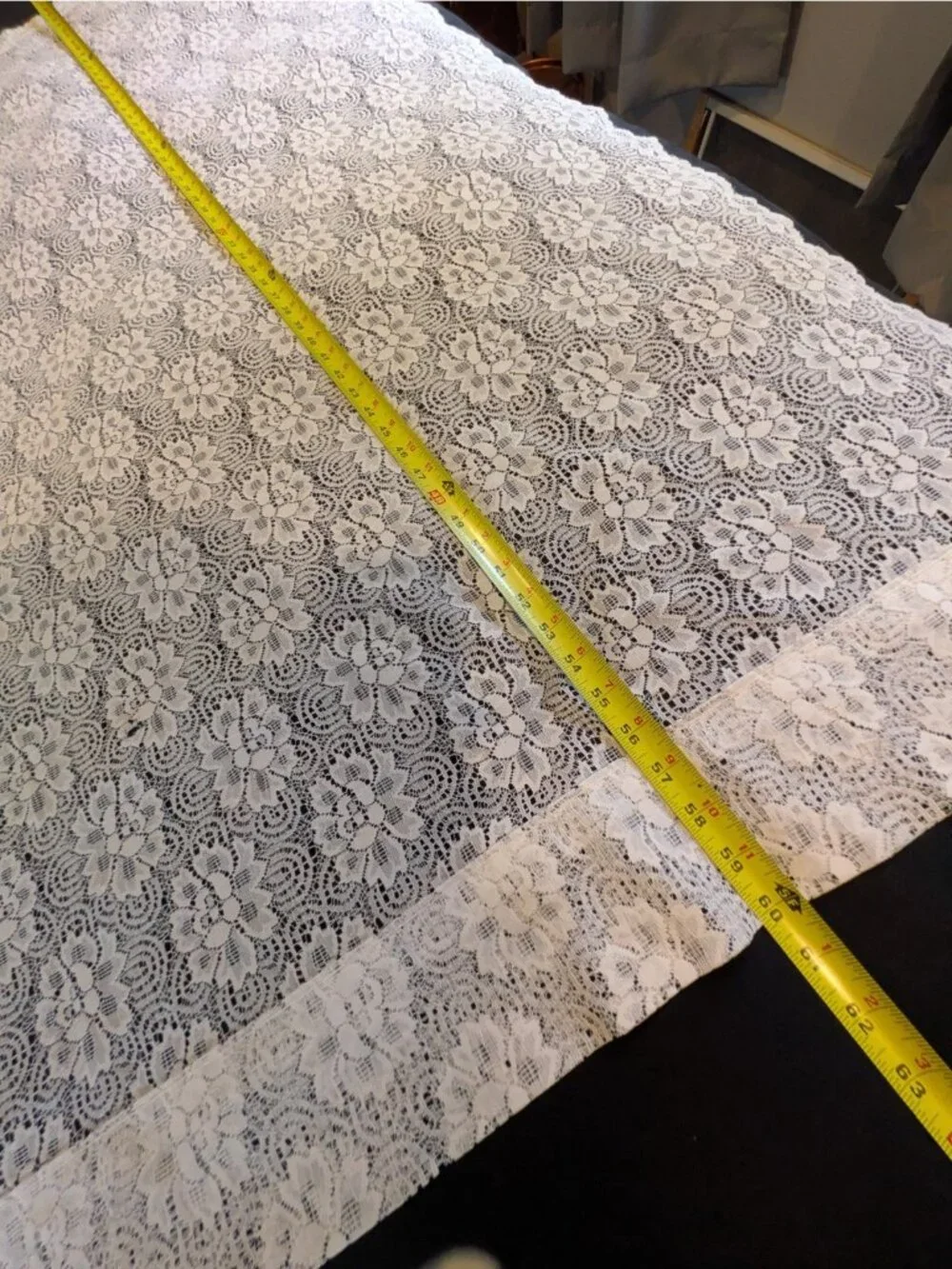 Vintage Lace Curtain Panels Set of 2 White Floral Boho Cottagecore 60